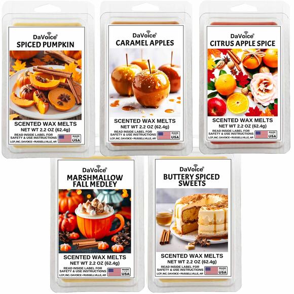 5 Pack - Caramel Apple Cinnamon Pumpkin Spice Vanilla Marshmallow Fall Wax Melts - Picture 1 of 15